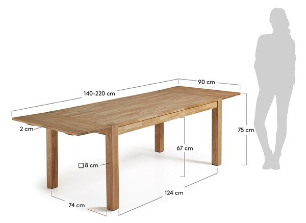 Hrastova jedilna miza Kave Home, 140 x 90 cm