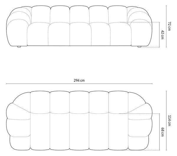 Bež žametna sedežna garnitura 294 cm Diana – Micadoni Home