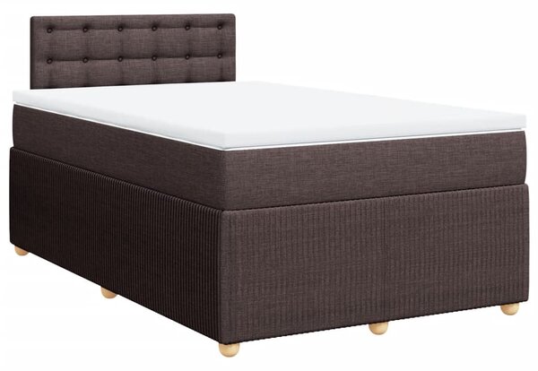 VidaXL Box spring postelja z vzmetnico temno rjava 120x190 cm blago