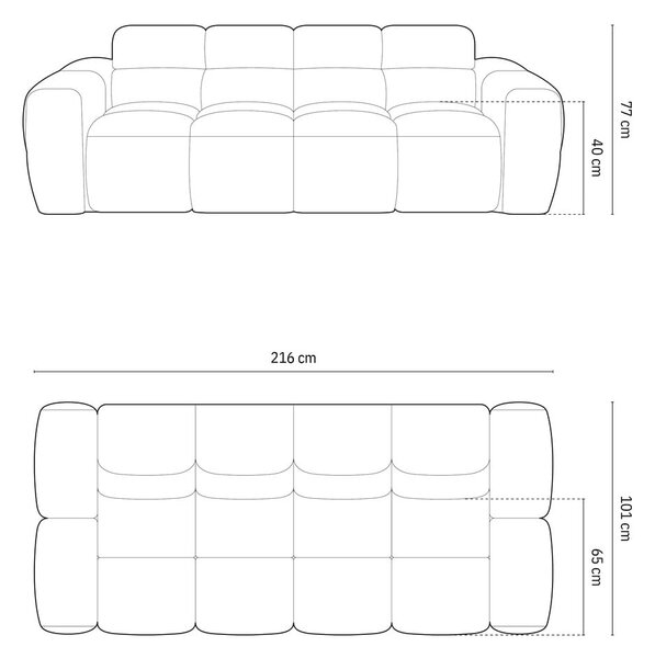 Siva sedežna garnitura 216 cm Lisa – Micadoni Home