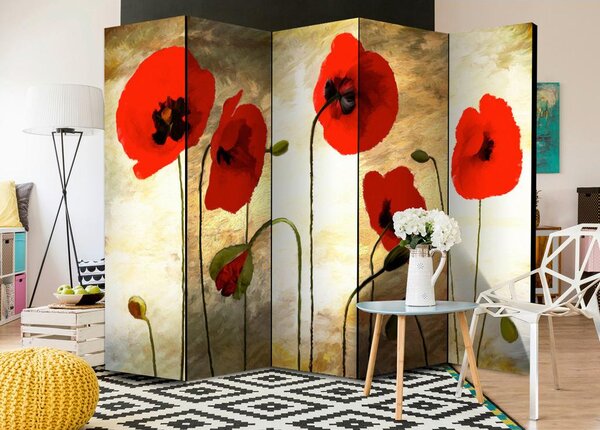 Artgeist Paravan Golden Field Of Poppies, 5-Delni, Dvostranski