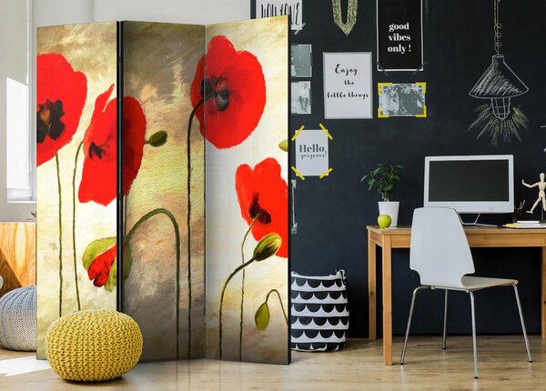 Artgeist Paravan Golden Field Of Poppies, 3-Delni, Dvostranski