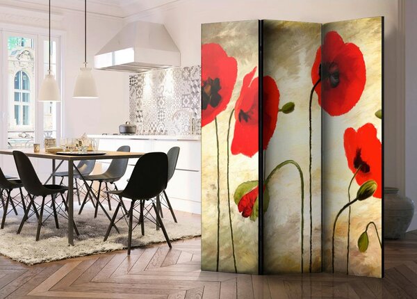 Artgeist Paravan Golden Field Of Poppies, 3-Delni, Dvostranski