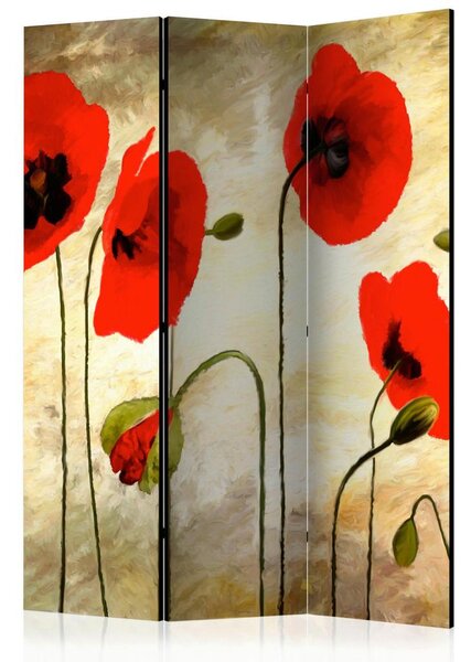 Artgeist Paravan Golden Field Of Poppies, 3-Delni, Dvostranski