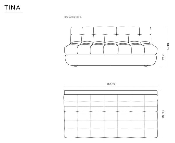 Modra sedežna garnitura 200 cm Tina – Micadoni Home