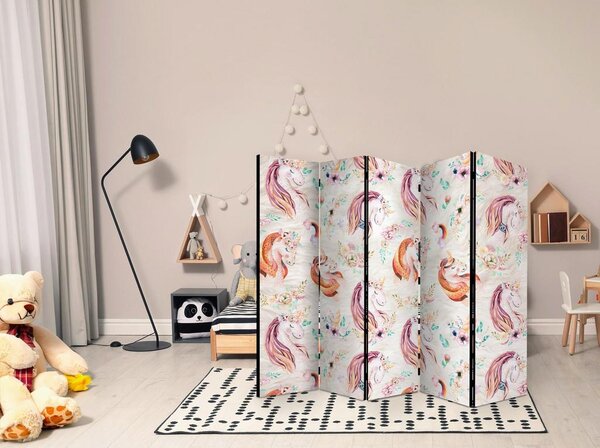 Artgeist Paravan Pastel Unicorns I, 5-Delni, Dvostranski