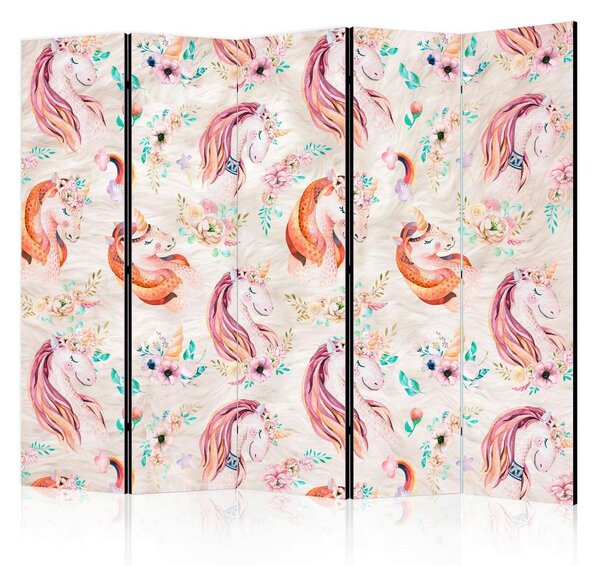 Artgeist Paravan Pastel Unicorns I, 5-Delni, Dvostranski