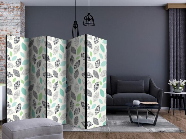 Artgeist Paravan Patterned Leaves I, 5-Delni, Dvostranski