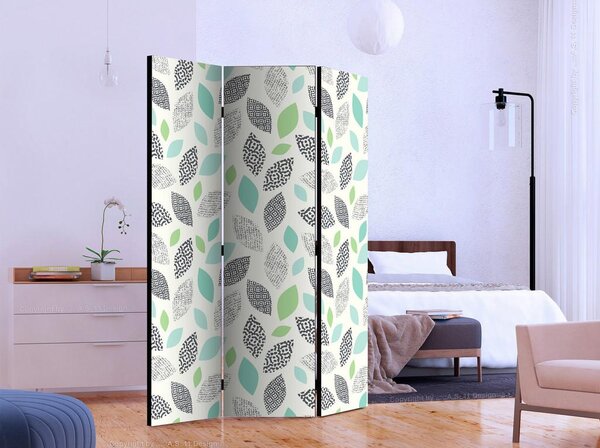 Artgeist Paravan Patterned Leaves, 3-Delni, Dvostranski