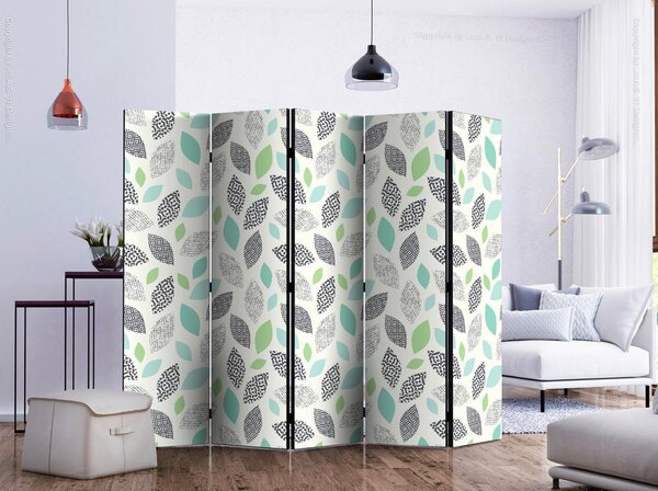 Artgeist Paravan Patterned Leaves I, 5-Delni, Dvostranski
