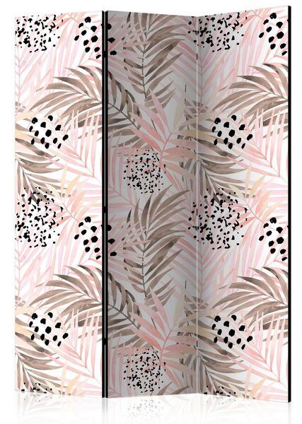 Artgeist Paravan Pink Palm Leaves, 3-Delni, Dvostranski