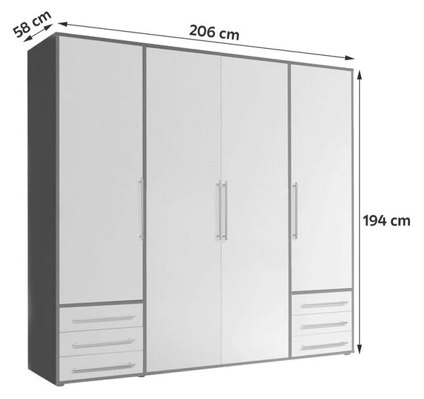 Modern Living Omara S Klasičnimi Vrati Lyss, Bela, Grafit, 206 Cm