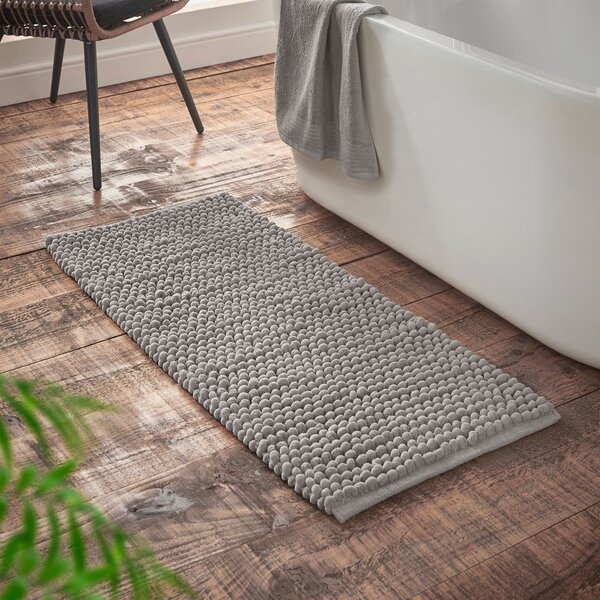 Siva kopalniška preproga 50x120 cm Aspen Bobble – Bianca