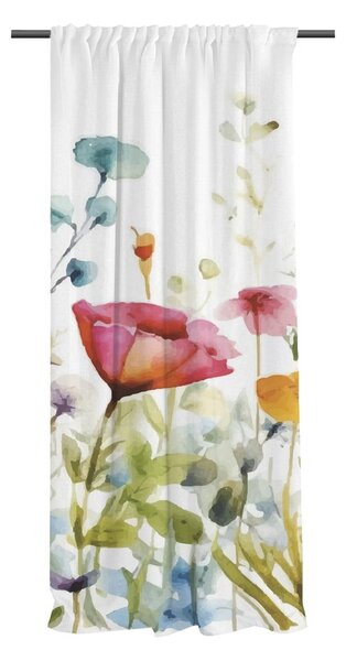 Bela zavesa iz bombažnega satena 110x250 cm Watercolour Flowers – Butter Kings