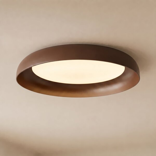 Lindby LED stropna svetilka Florie, rjava, kovina, Ø 40 cm, Rjava / rjasta, Dnevna soba / jedilnica, Plastika, Sodobni
