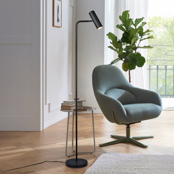 Trio Lighting Talna svetilka Marley, črna, višina 151 cm, kovinska, Črna, Dnevna soba / jedilnica, Kovina, Sodobni, Stoječe senčilo