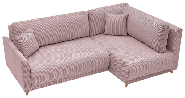KOTNA SEDEŽNA GARNITURA, rebrasti žamet roza