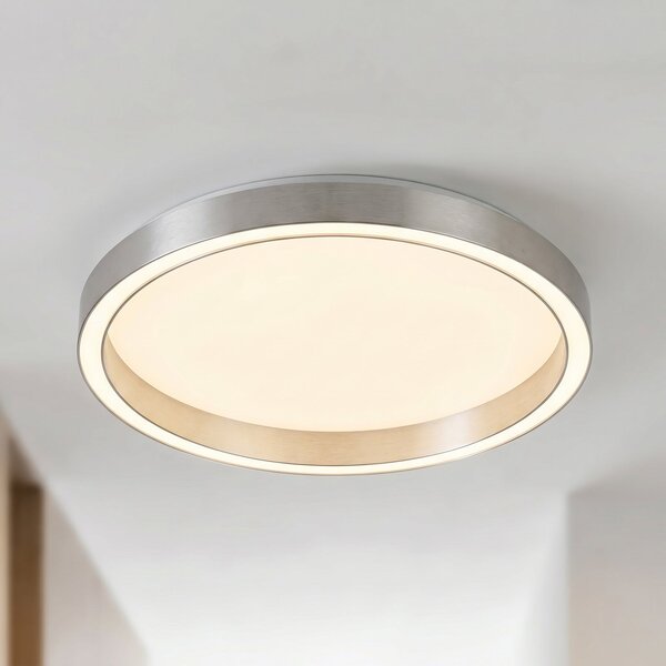 Lucande LED-stropna svetilka Rotundo, premer 40 cm, aluminij, z možnostjo, zatemnjen, Kovinska, Dnevna soba / jedilnica, Plastika, Sodobni