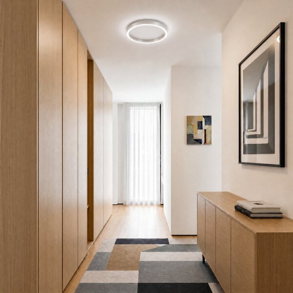 Lucande LED-stropna svetilka Rotundo, premer 40 cm, aluminij, z možnostjo, zatemnjen, Kovinska, Dnevna soba / jedilnica, Plastika, Sodobni