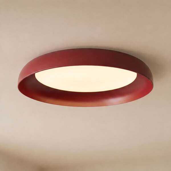 Lindby LED stropna svetilka Florie, rdeča, kovina, Ø 40 cm, Rdeča, Dnevna soba / jedilnica, Plastika, Sodobni