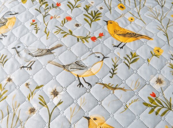 Pregrinjalo za posteljo SPRING BIRDS, barvito Dimenzije: 170 x 210 cm