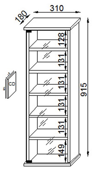 REGAL ZA CD-JE 31/92/18 cm črna