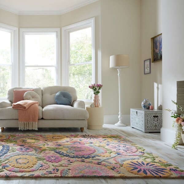 Ročno tkana volnena preproga 140x200 cm Amira Floral – Flair Rugs