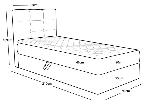 Oblazinjena postelja boxspring DIRELIS TRINITY 90x200 cm bež Vzmetnica: Vzmetnica Bonell