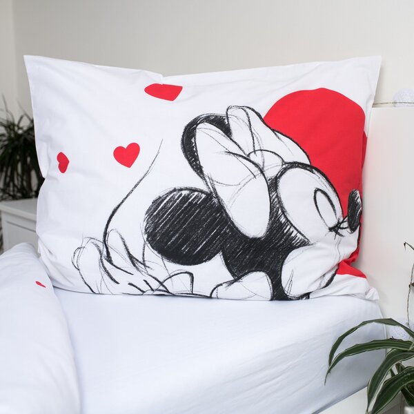 Otroška bombažna posteljnina MICKEY & MINNIE LOVE bela Dimenzije posteljnine: 70 x 90 cm | 140 x 200 cm