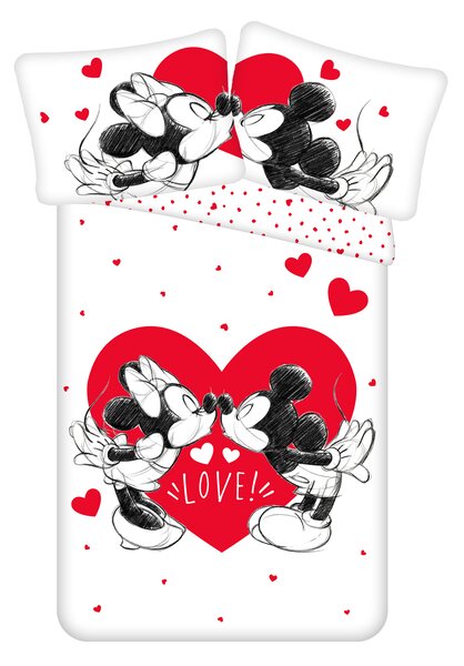 Otroška bombažna posteljnina MICKEY & MINNIE LOVE bela Dimenzije posteljnine: 70 x 90 cm | 140 x 200 cm