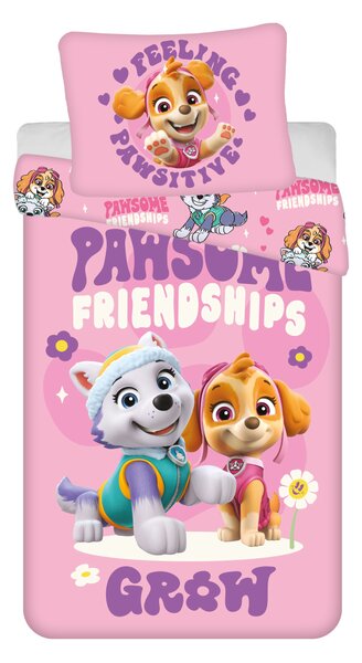 Otroška posteljnina iz mikrovlaken PAW PATROL Pawsome friendships roza Dimenzije posteljnine: 70 x 90 cm | 140 x 200 cm