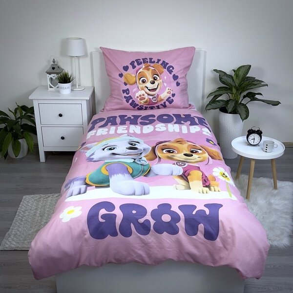 Otroška posteljnina iz mikrovlaken PAW PATROL Pawsome friendships roza Dimenzije posteljnine: 70 x 90 cm | 140 x 200 cm