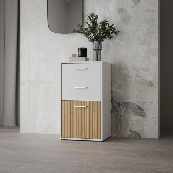 Mömax Komoda Quadro 2, Bela, Barva Hrasta