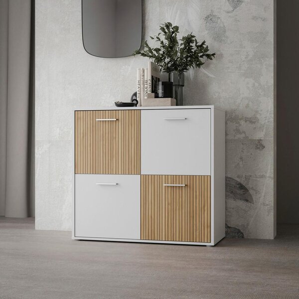Mömax Komoda Quadro 2, Bela, Barva Hrasta