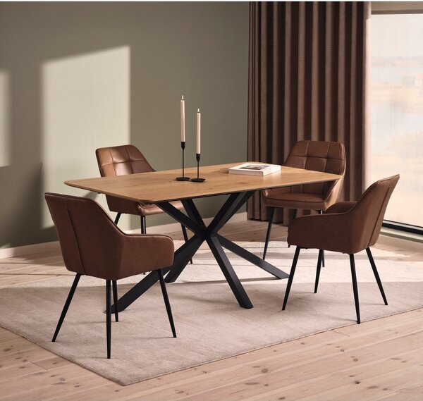 Rjavi oblazinjeni jedilni stoli v kompletu z nasloni za roke 2 ks Nolan Square – Unique Furniture