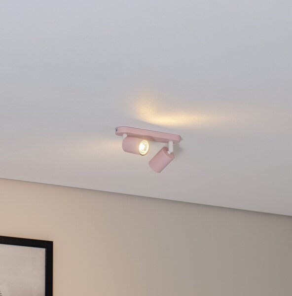 TK Lighting Stropna svetilka Livia, roza, 35 cm, 2-svetlobna, kovina, GU10, zatemnjen, Roza / rosé, Otroška soba, Kovina