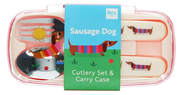 Otroški jedilni pribor 2 ks iz nerjavečega jekla Sausage Dog – Rex London