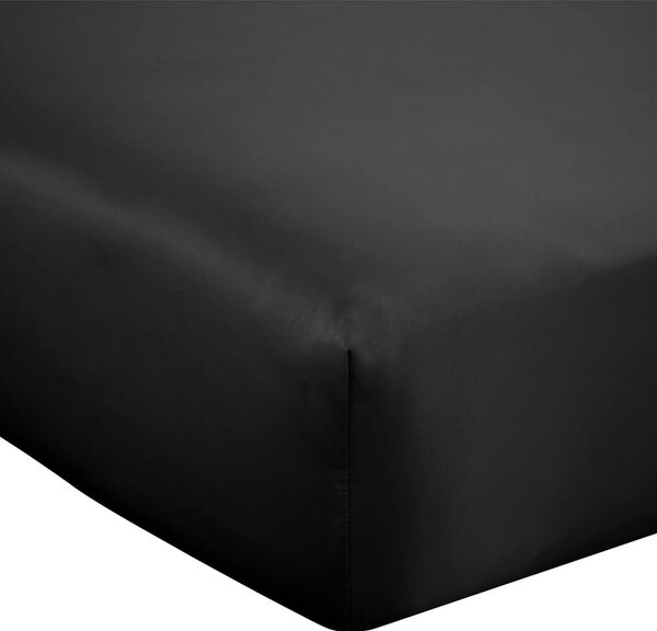 Črna napenjalna satenasta rjuha 90x190 cm Silky Soft – Catherine Lansfield