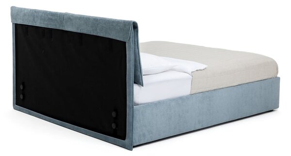 Modra oblazinjena zakonska postelja s prostorom za shranjevanje z letvenim dnom 160x200 cm Thessa Pillow – Bonami Selection