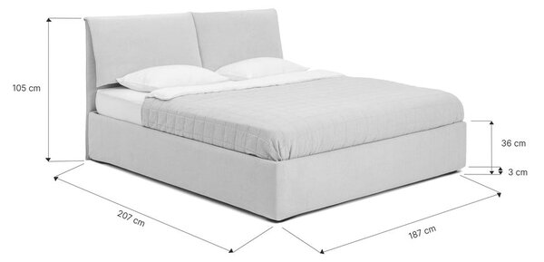 Modra oblazinjena zakonska postelja s prostorom za shranjevanje z letvenim dnom 180x200 cm Thessa Pillow – Bonami Selection