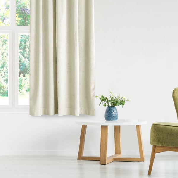 Kremno bela žametna zavesa za delno zatemnitev 140x245 cm – Restilo