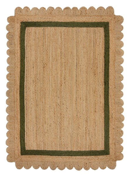 Temno zelena/naravna ročno tkana preproga iz jute 160x230 cm Grace Green – Flair Rugs