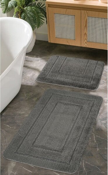 Antracitno sive kopalniške preproge v kompletu 2 ks 50x80 cm Cerceve – Foutastic