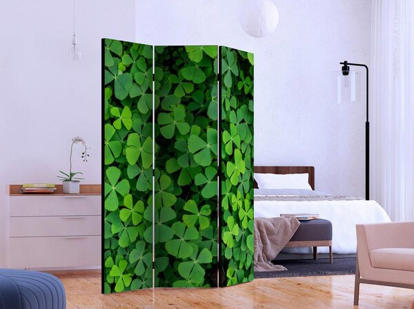Artgeist Paravan Green Clover, 3-Delni, Dvostranski