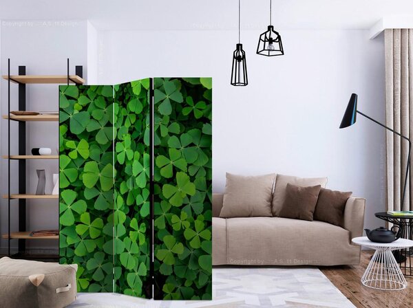 Artgeist Paravan Green Clover, 3-Delni, Dvostranski
