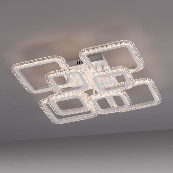 JUST LIGHT. GmbH LED-stropna svetilka Crystallo, pravokotna, bela, železo, 3.000 K, Bela, Dnevna soba / jedilnica, Kovina, Sodobni