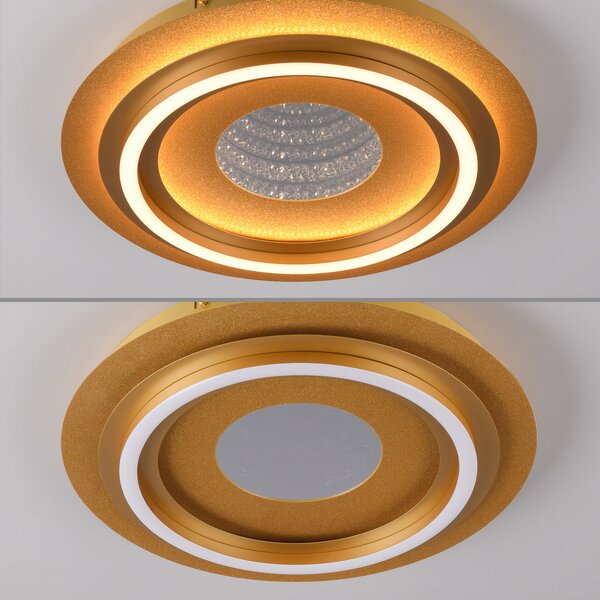 JUST LIGHT. GmbH LED-stropna svetilka Cichio, mat zlata, železo, 3.000 K, Zlata / medeninasta, Dnevna soba / jedilnica, Kovina, Sodobni
