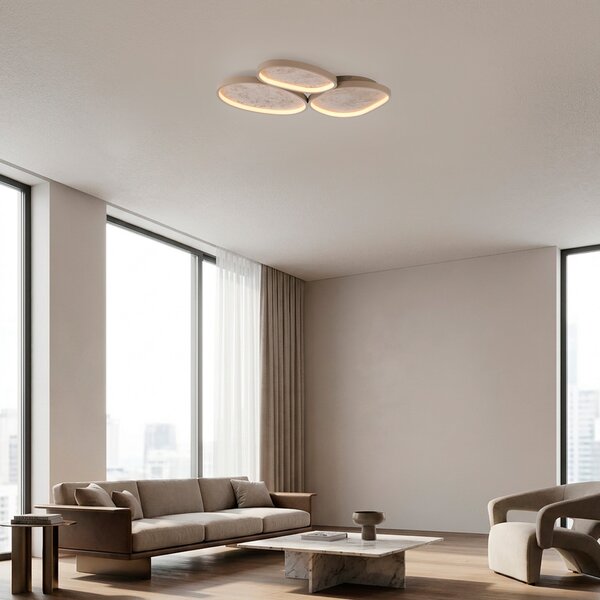 JUST LIGHT. GmbH LED-stropna svetilka Moonbraker 3, peščeno bež, 3.000 K, z možnostjo zatemnitve, zatemnjen, Bež, Dnevna soba / jedilnica, Aluminij, Sodobni