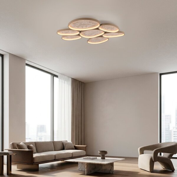 JUST LIGHT. GmbH LED-stropna svetilka Moonbraker 7, peščeno bež, 3.000 K, z možnostjo, zatemnjen, Bež, Dnevna soba / jedilnica, Aluminij, Sodobni