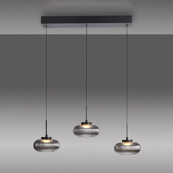 JUST LIGHT. GmbH LED-visoka svetilka Noctis, 3-žarnica, dimno siva, steklo, z možnostjo, zatemnjen, Siva, Dnevna soba / jedilnica, Steklo, Sodobni